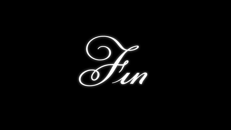 Fin ( translation: finish ) text writing 4K animation (black background )