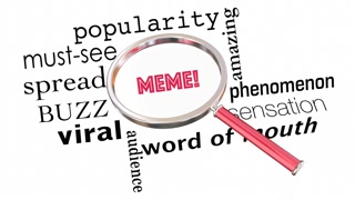 Meme Internet Trend Buzz Fad Magnifying Glass 3 D Animation