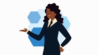 afro businesswoman worker character animated