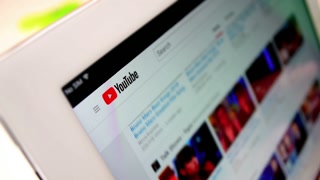 Youtube, tablet computer screen